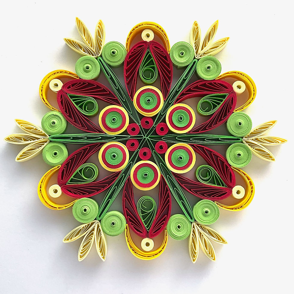 christmas ornament green yellow hanging christmas tree decoration paper quilled snowflake