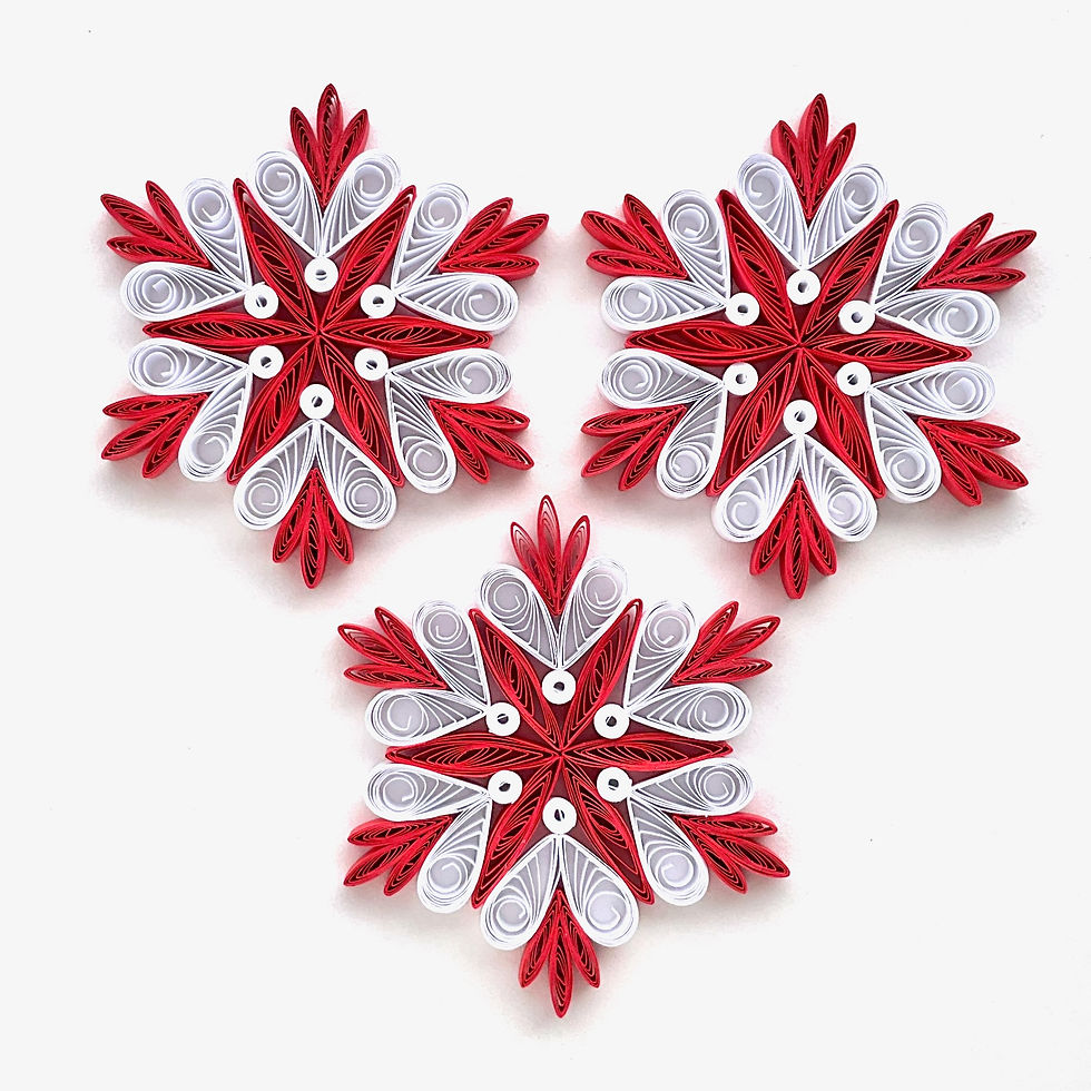 red christmas ornament paper quilled snowflake hanging decoration