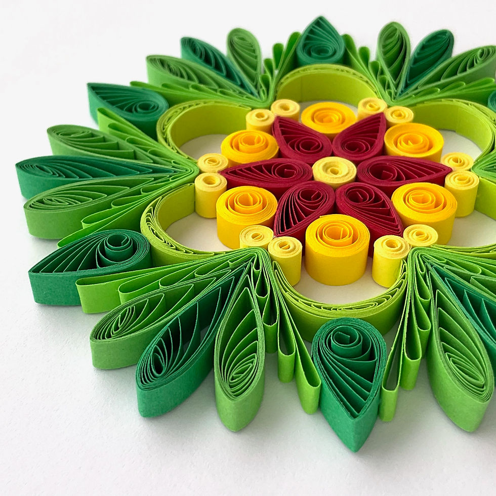christmas ornament green yellow red hanging christmas tree decoration paper quilled snowflake