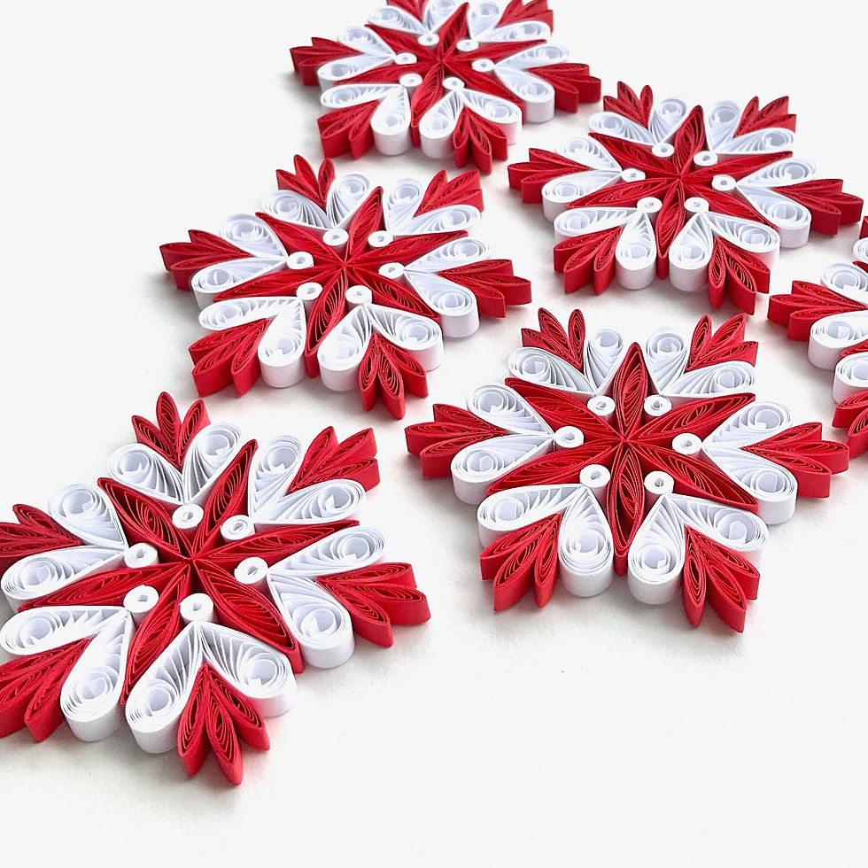 red christmas ornament paper quilled snowflake hanging decoration