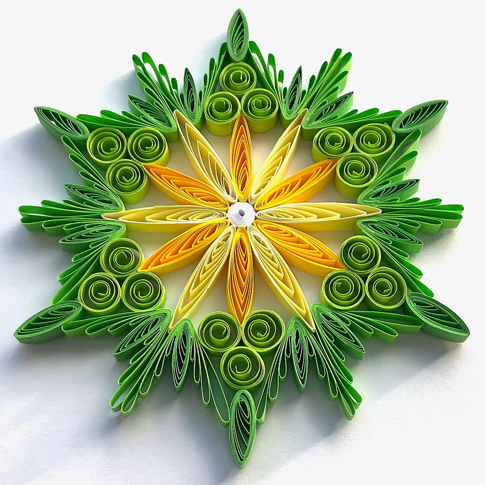 christmas ornament green yellow hanging christmas tree decoration paper quilled snowflake