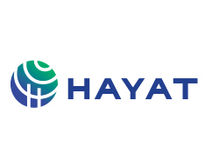 Hayat logo with globe and text, representing services and solutions.