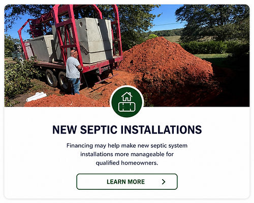 Residential septic system replacement project showing a septic tank installation and excavation work performed by Septic Plus in Northeast Georgia.