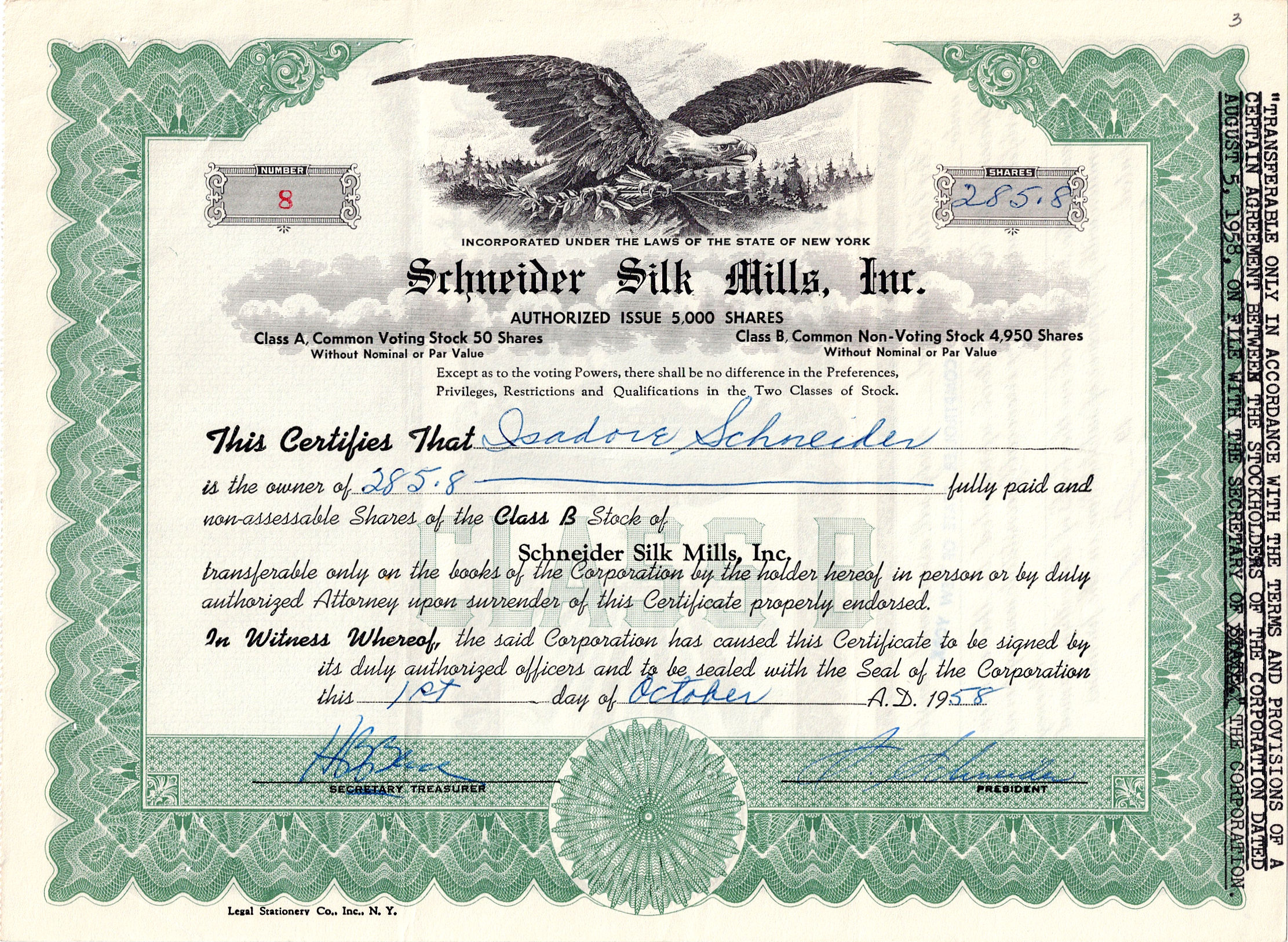 Schneider Silk Mills, Inc.