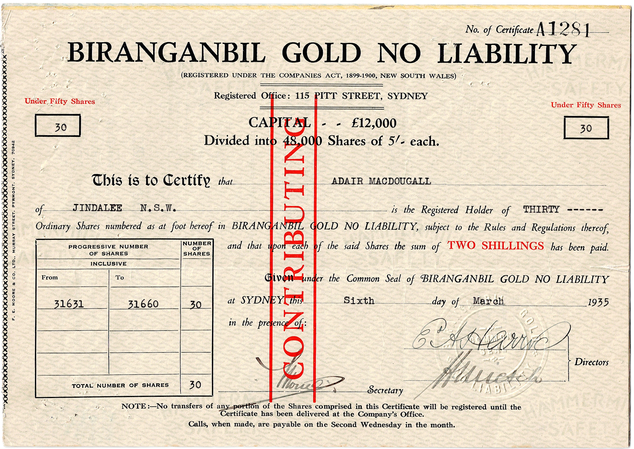 BIRANGANBIL GOLD NO LIABILITY