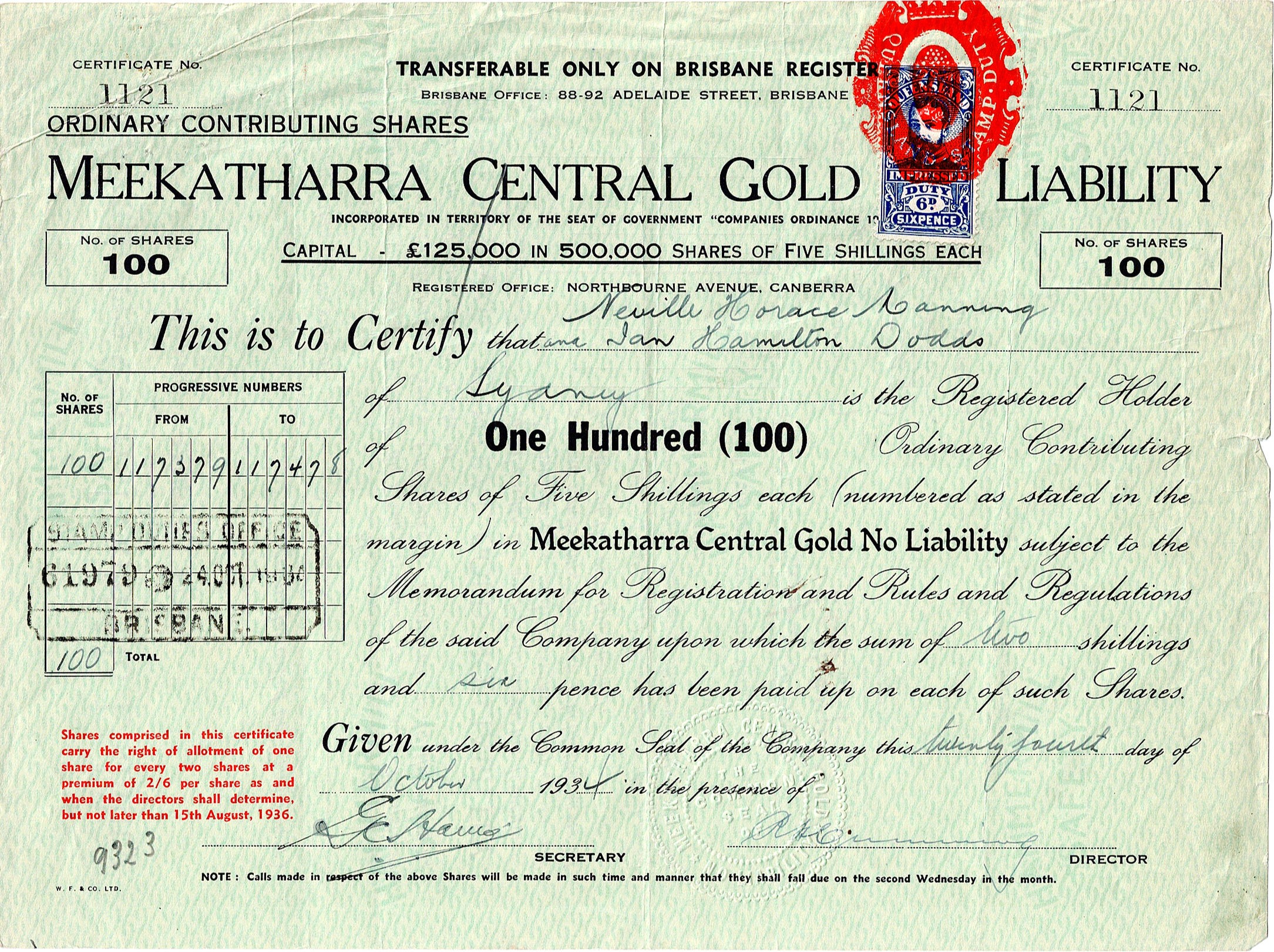 MEEKATHARRA CENTRAL GOLD NO LIBILITY