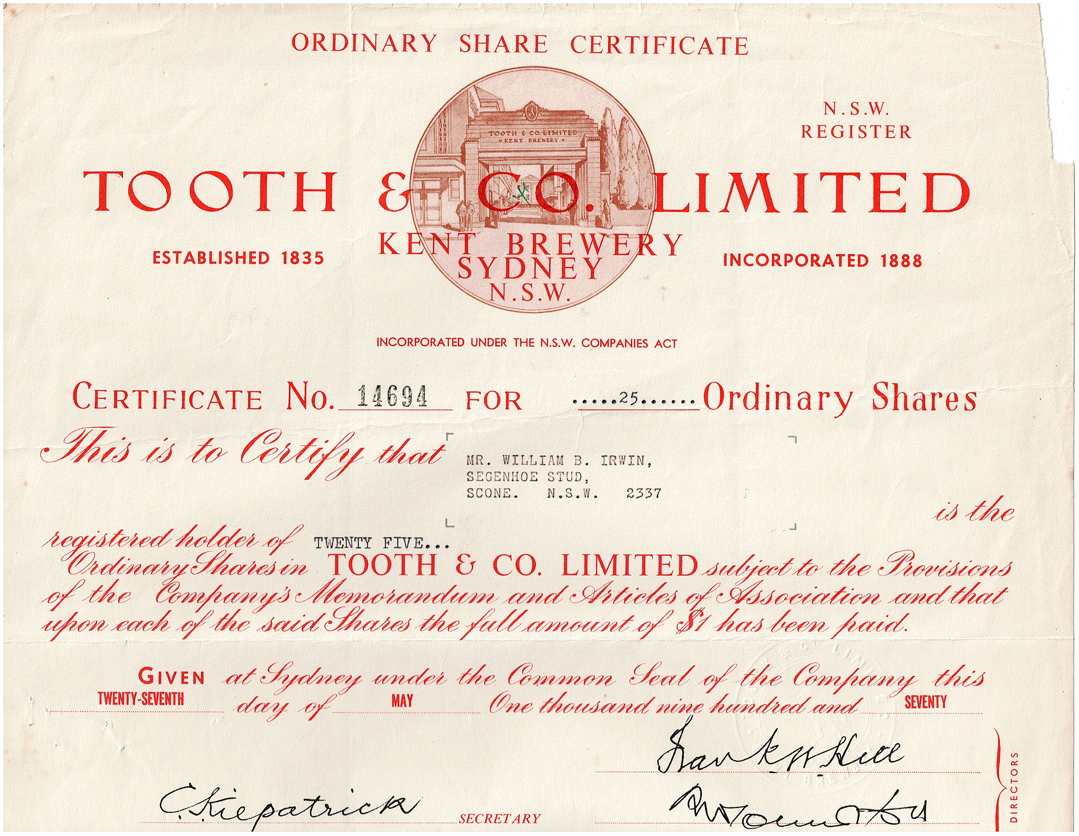 TOOTH & CO. LIMITED