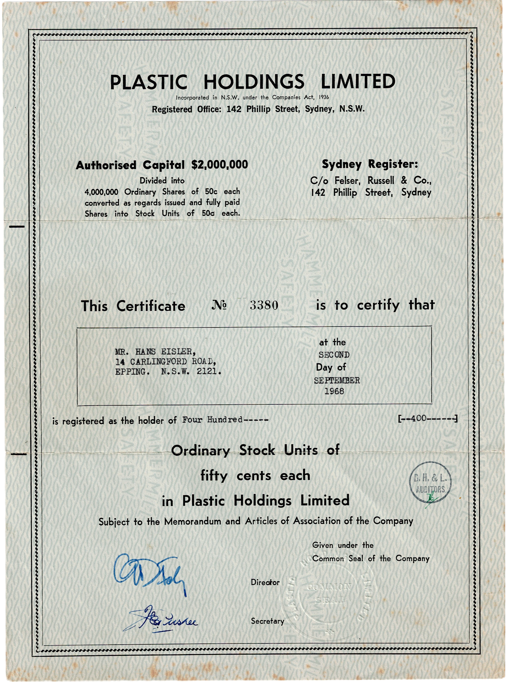 PLASTIC HOLDINGS LIMITED