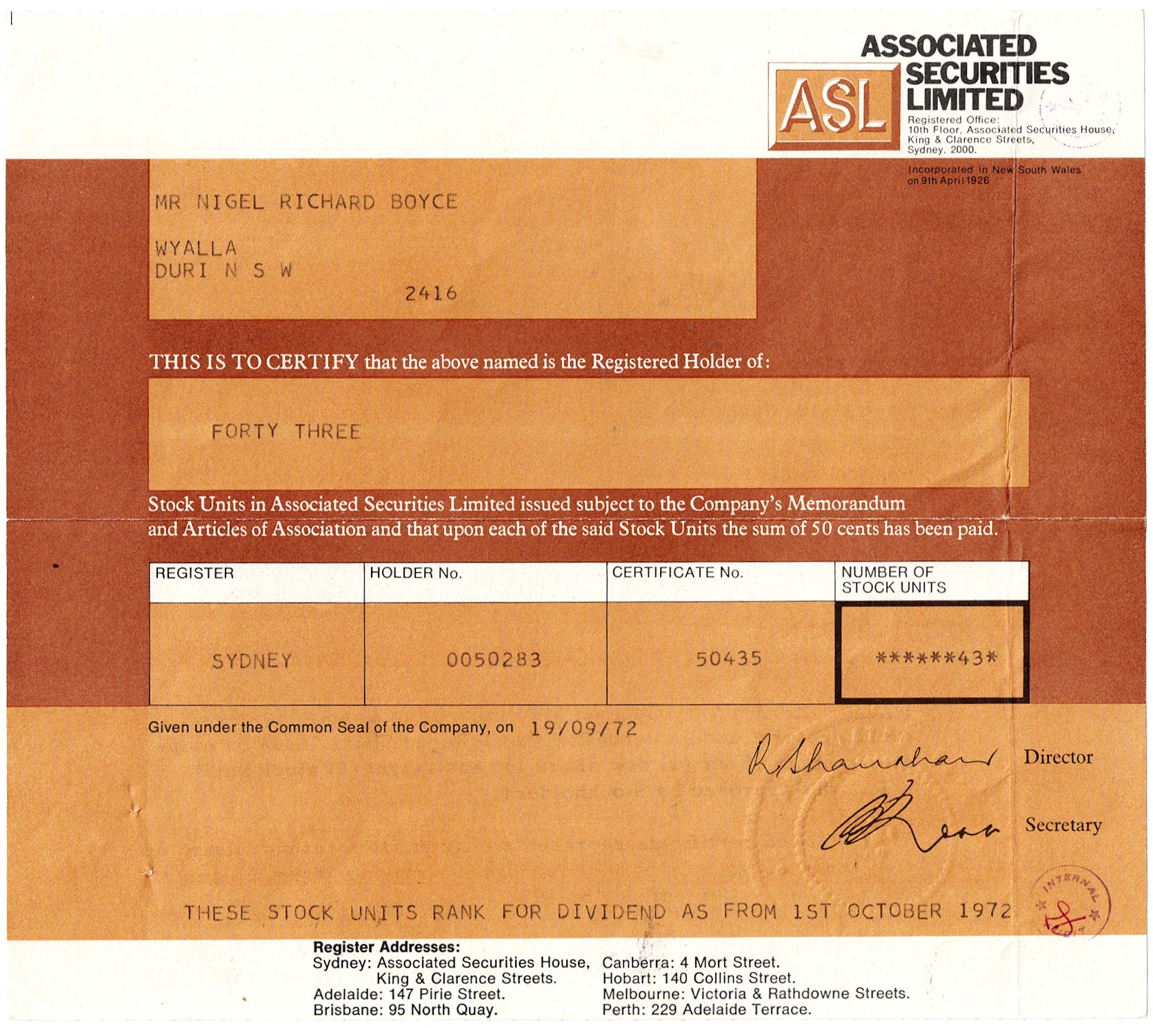 ASSOCIATED SECURITIES LIMITED