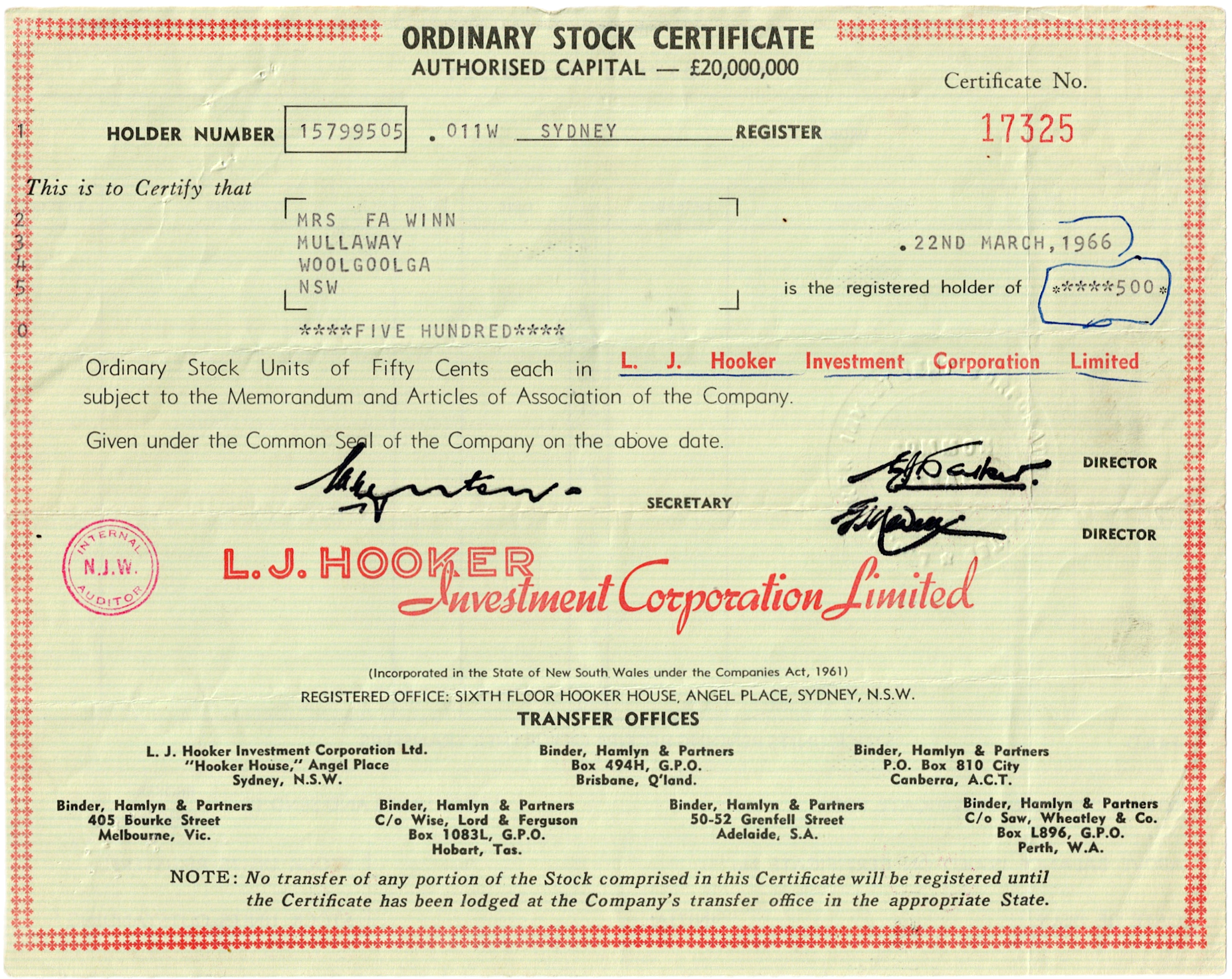 L. J. HOOKER Investment Corporation Limited