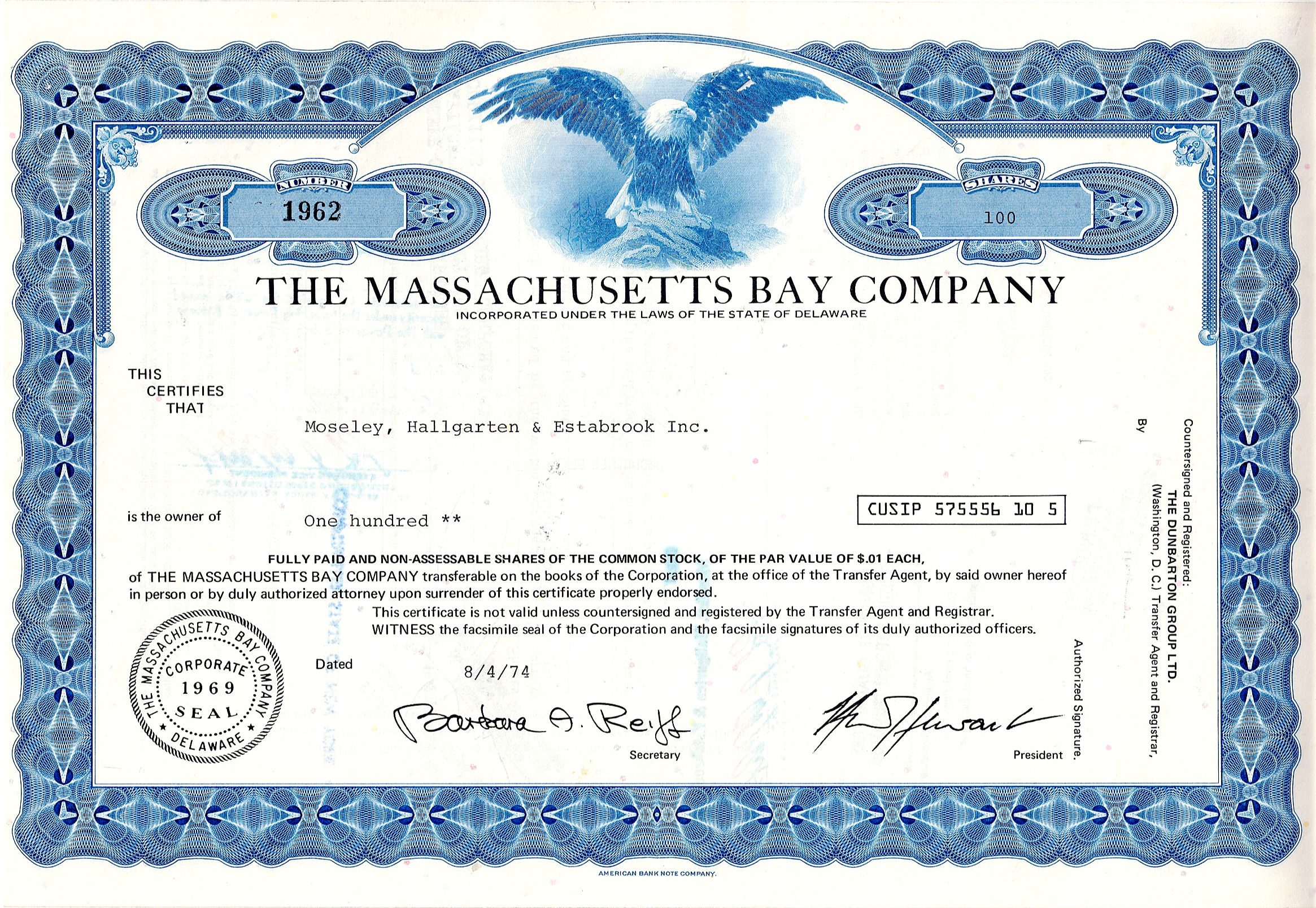 MASSACHUSETTS BAY COMPANY