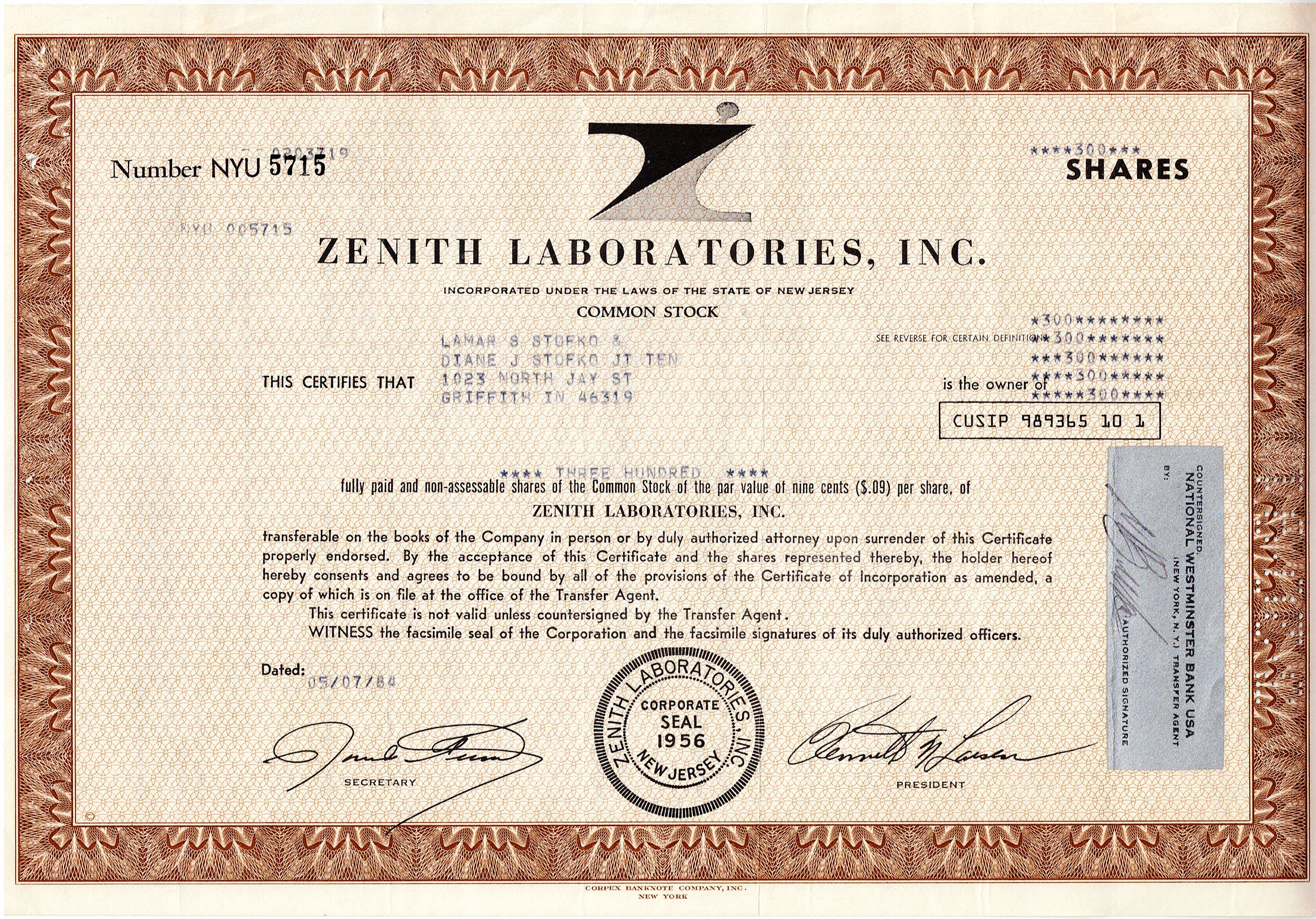 ZENITH LABORATORIES, INC.