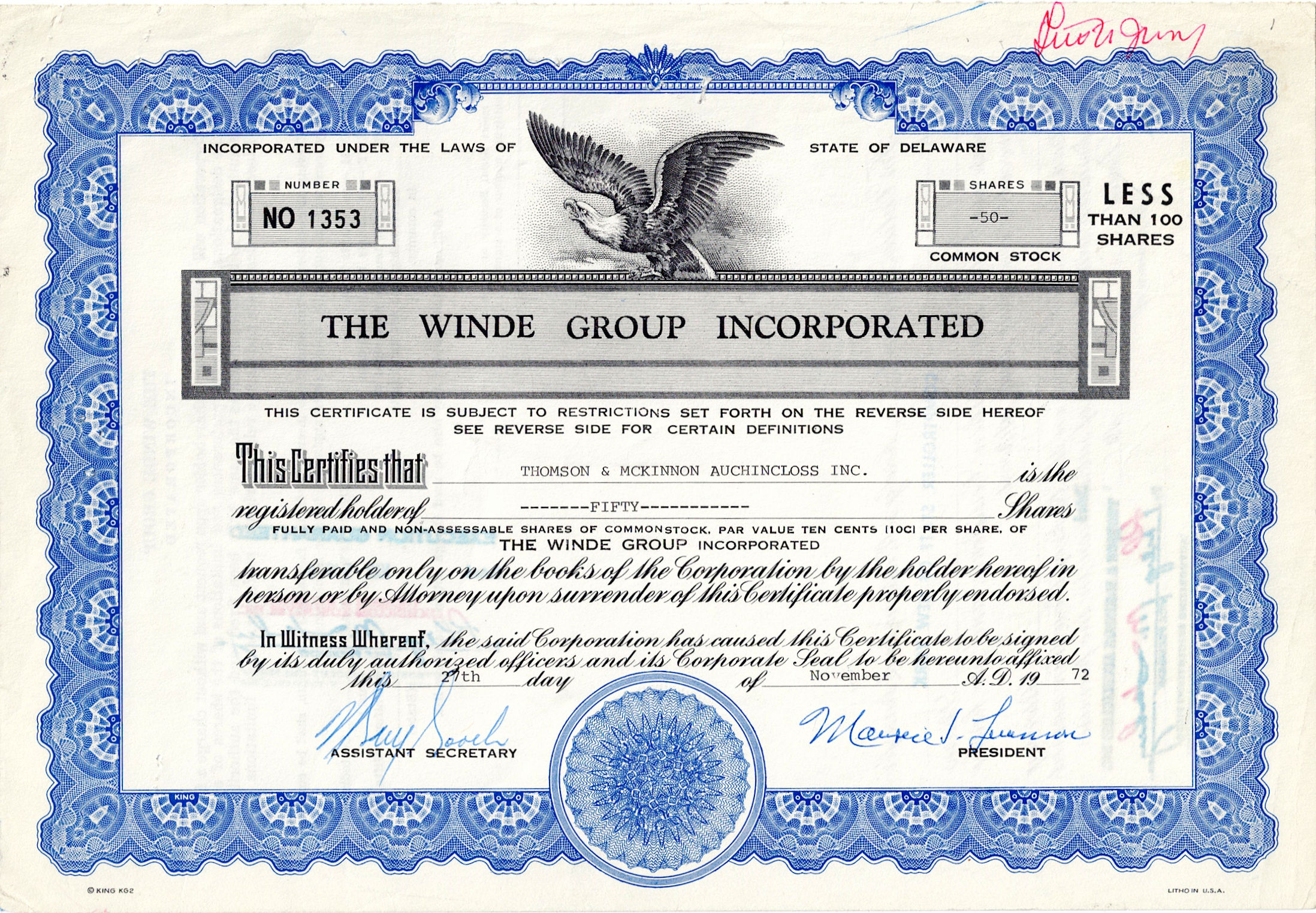 WINDE GROUP INCORPORATED