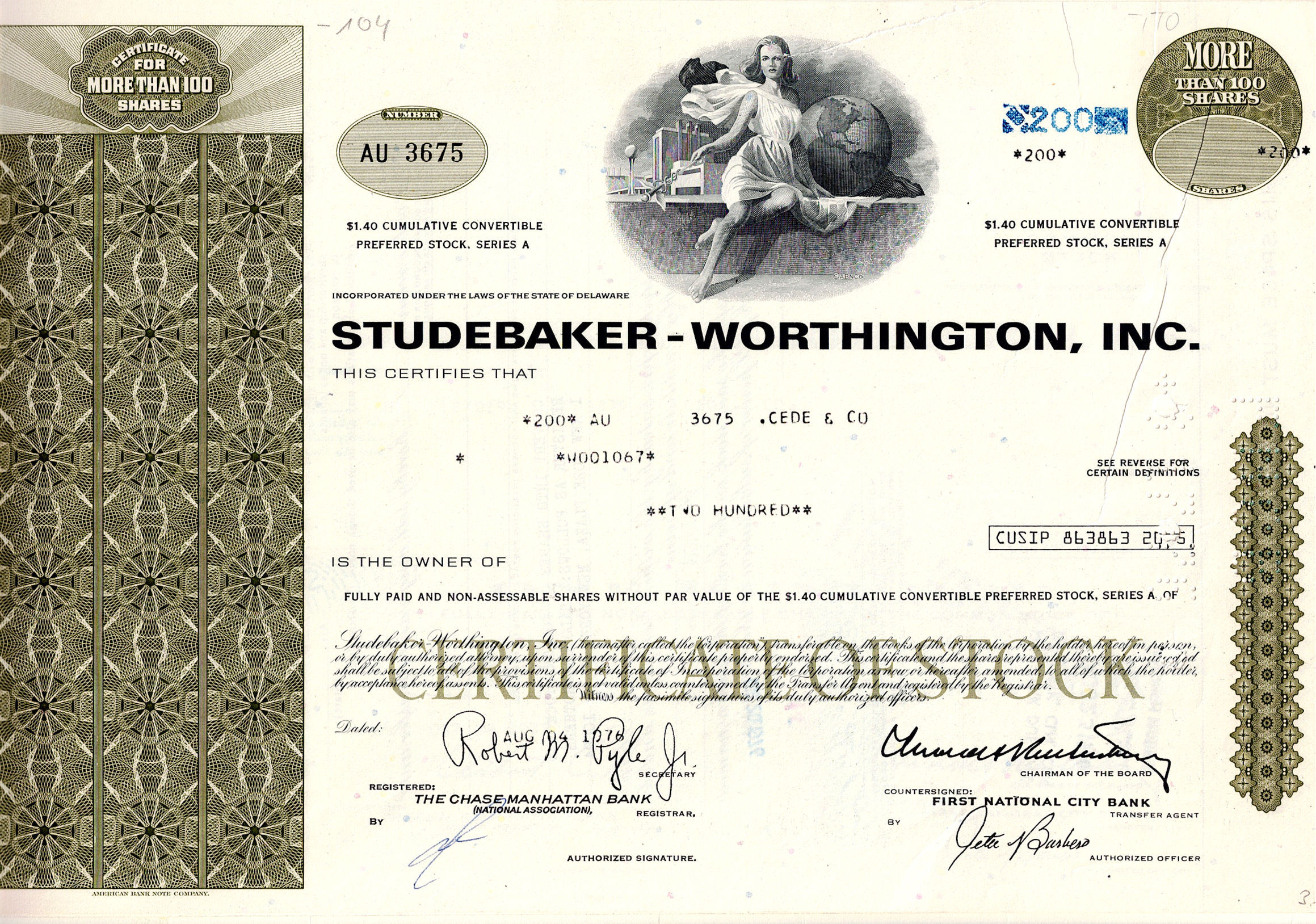 STUDEBAKER - WORTHINGTON, INC.