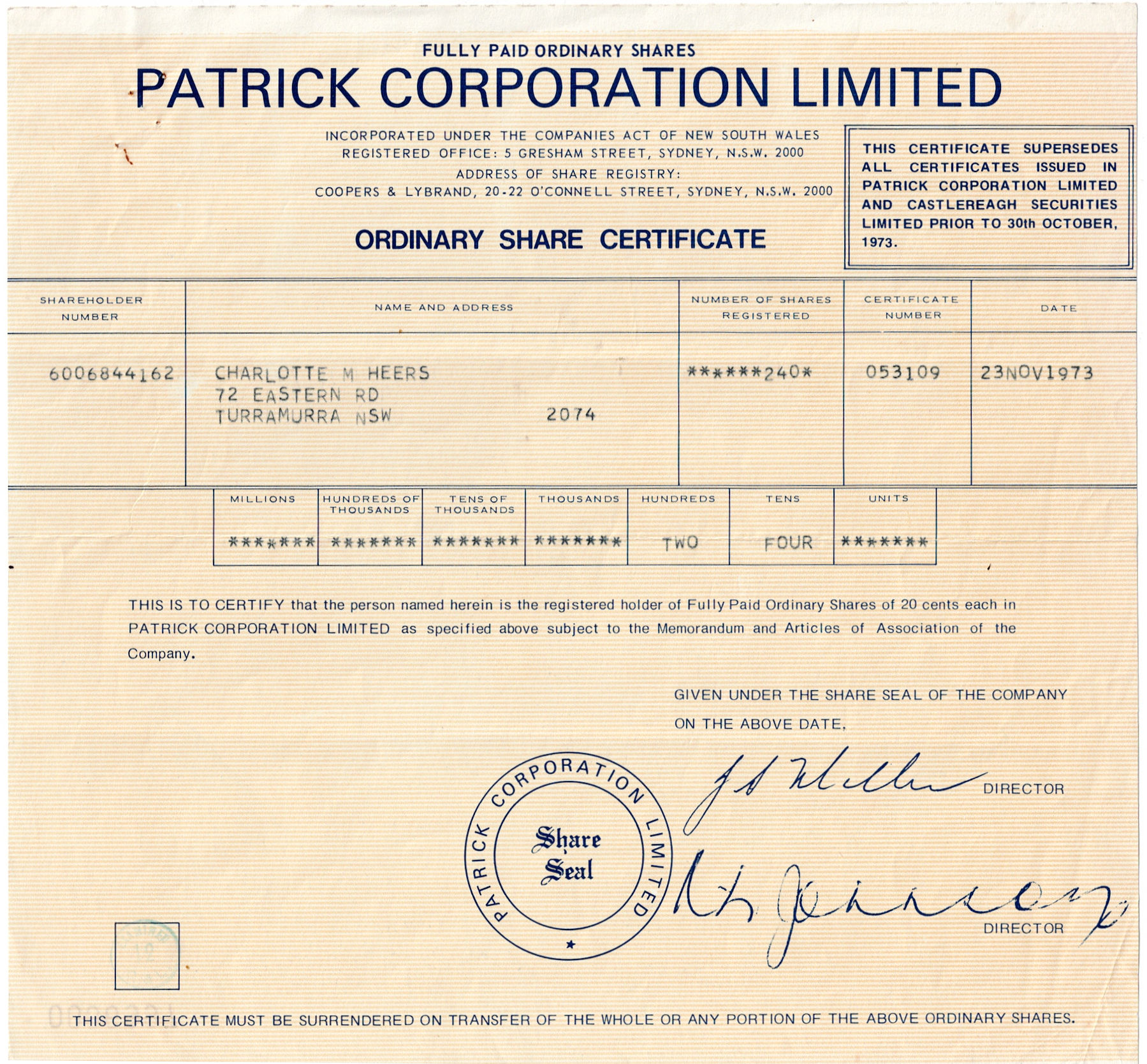 PATRICK CORPORATION LIMITED