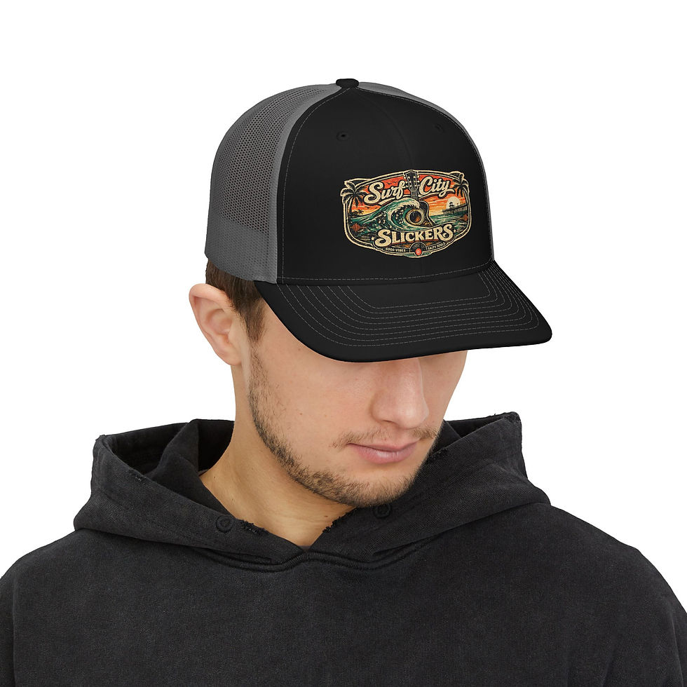 Thumbnail: Surf City Slickers Trucker Cap: Catch Waves, Not Guilt: Cruelty-Free Surf Style
