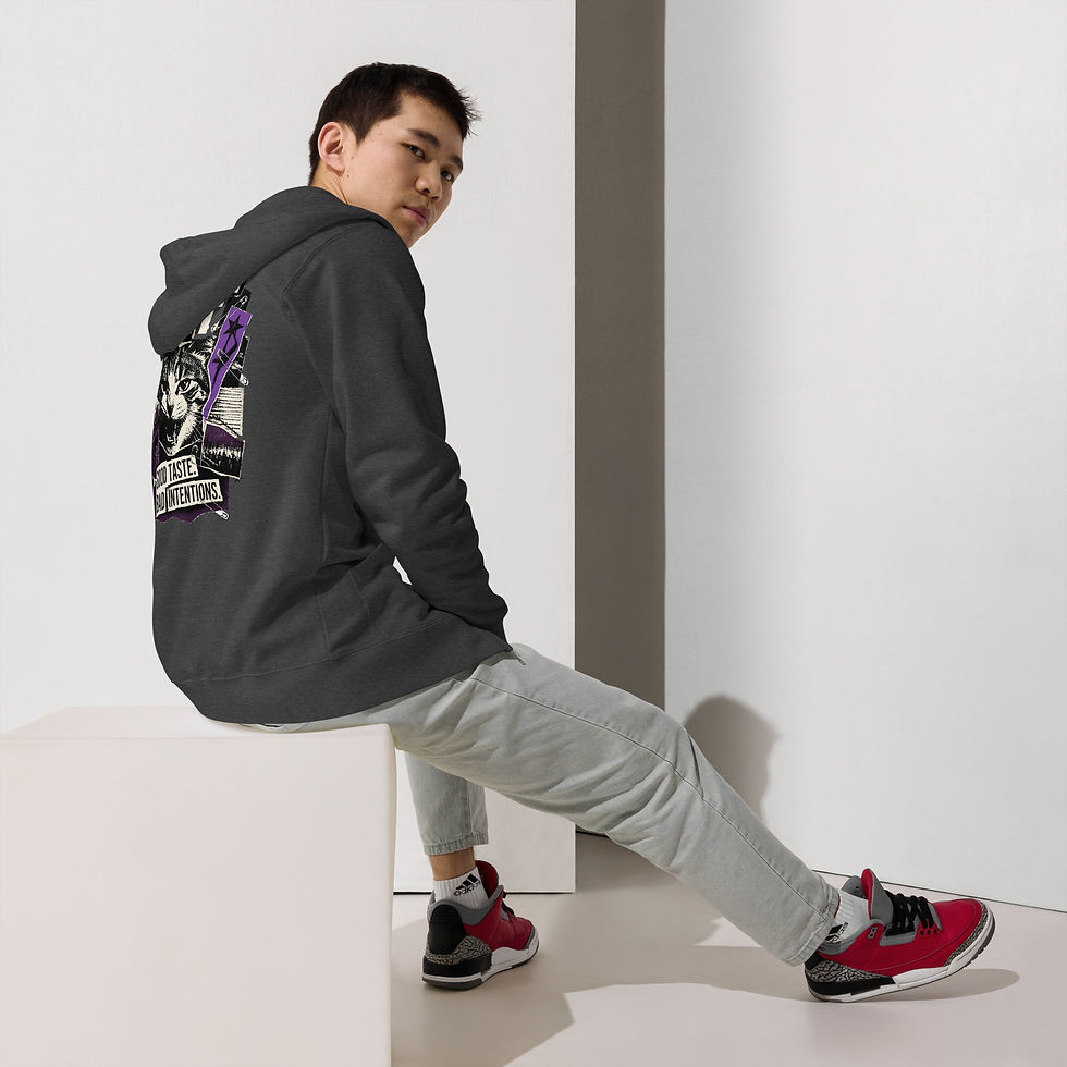 Thumbnail: Good Taste. Bad Intentions Unisex fleece zip up hoodie