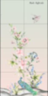 Thumbnail: 1920 - 3 Chinoiseries II Tile Mural - Blush Background