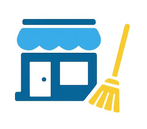 Icon of storefront with broom – retail and showroom cleaning services in Winnipeg