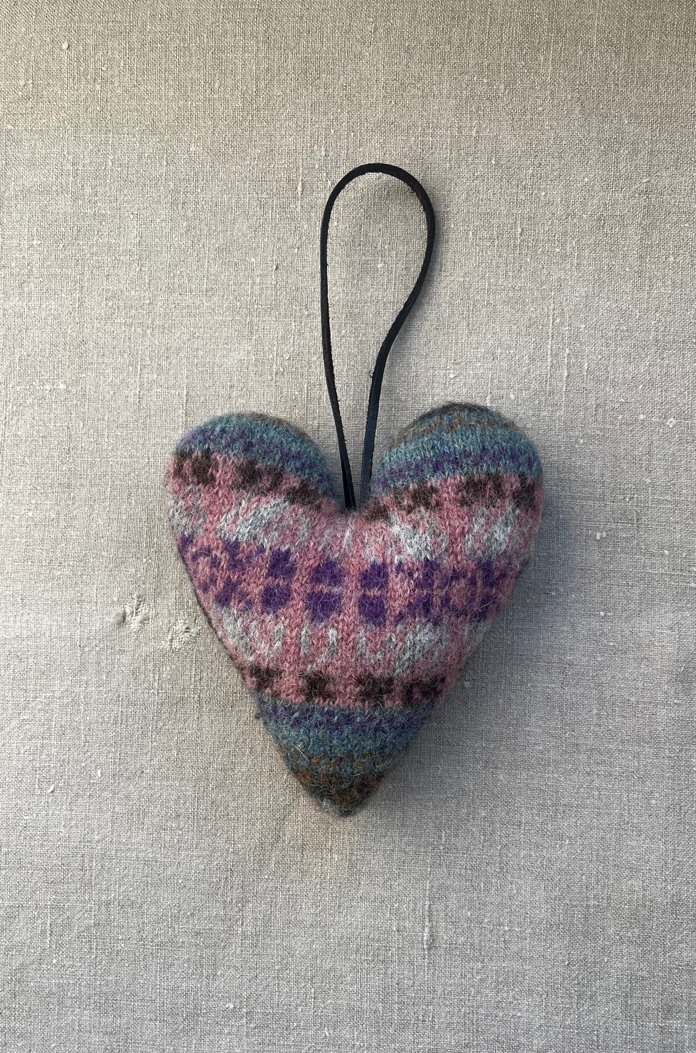 Recycled Fair Isle Lavender Wool and Cashmere Lavender Heart