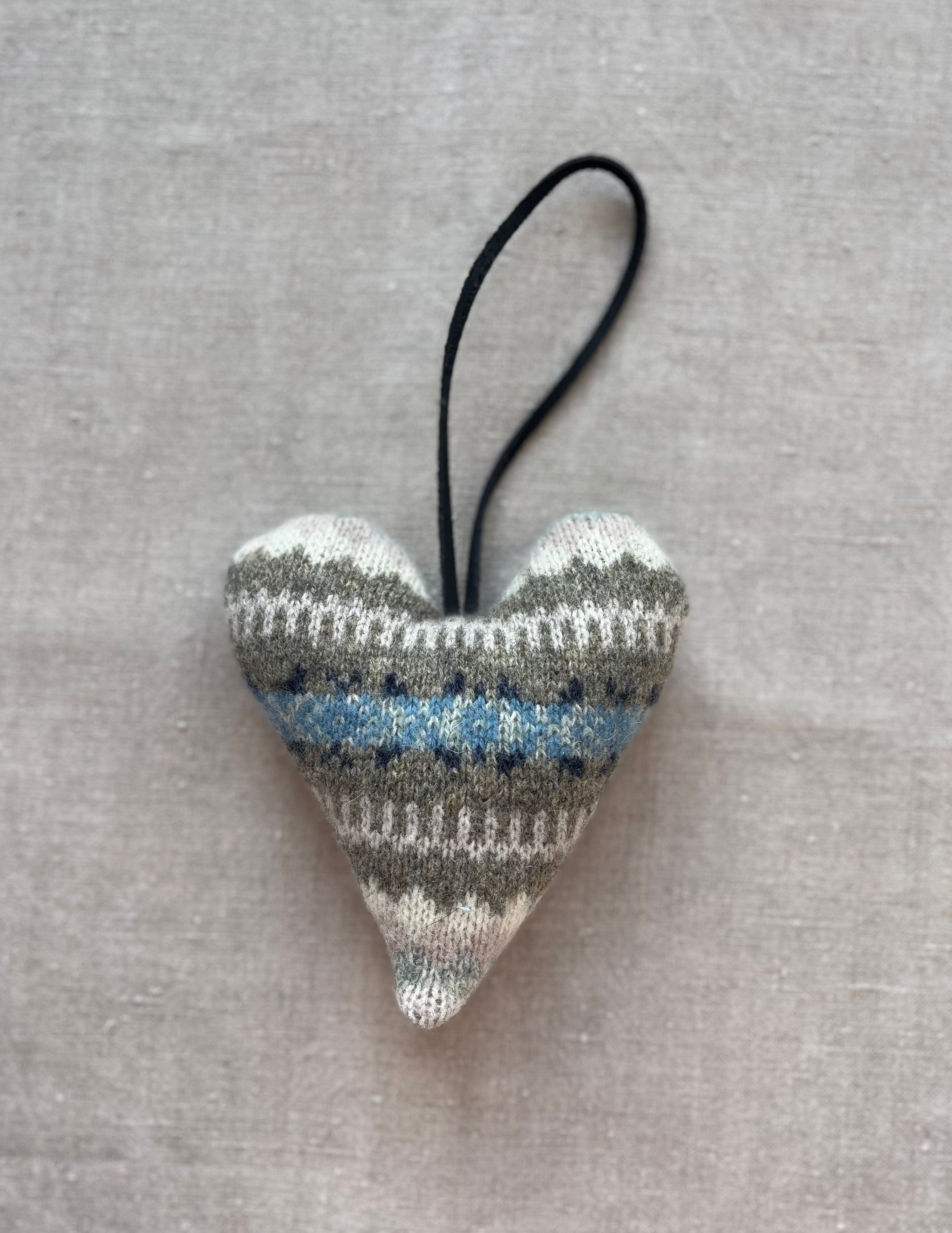 Recycled Fair Isle Wool and Cashmere Lavender Heart 