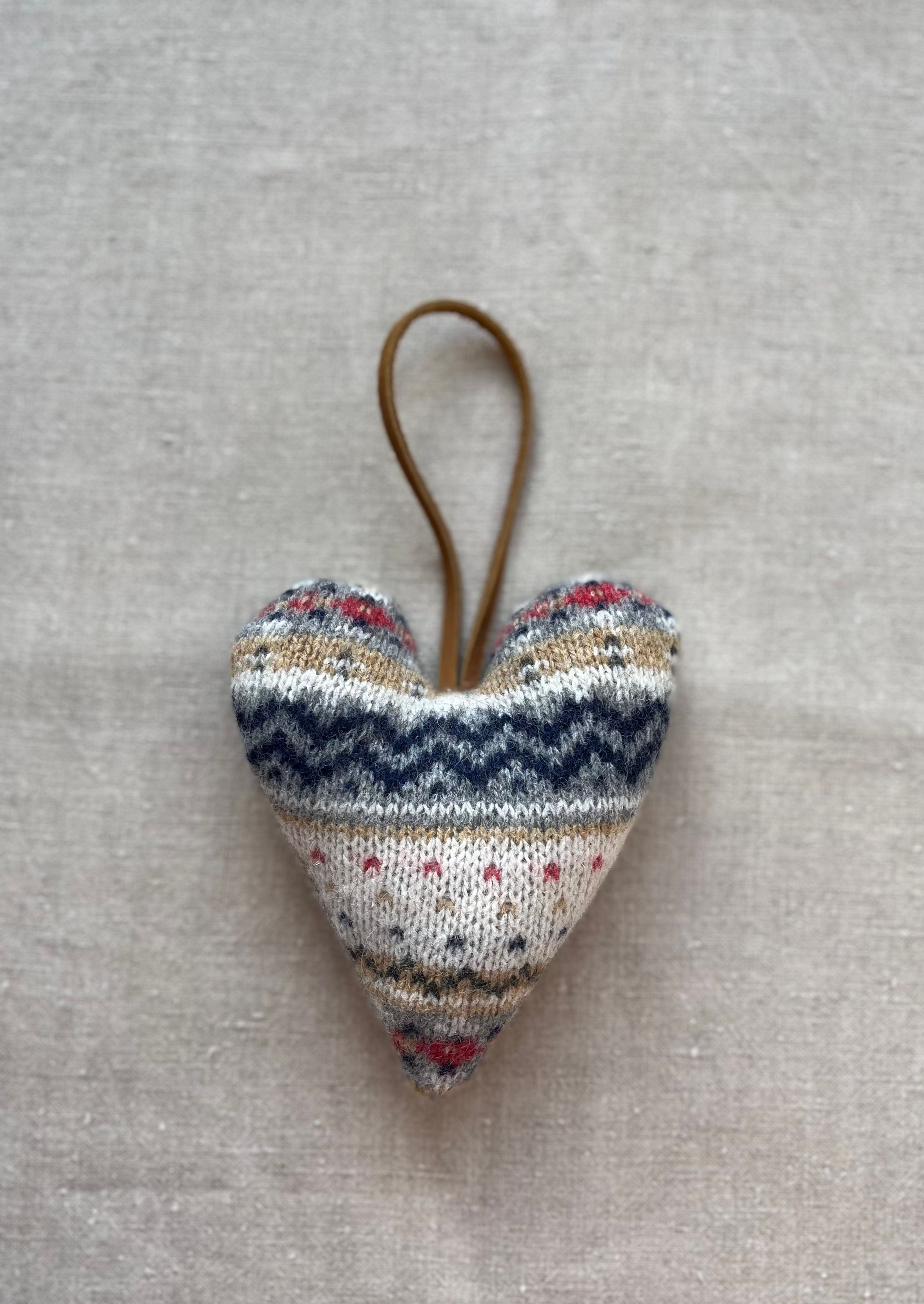 Recycled Fair Isle Wool and Cashmere Lavender Heart