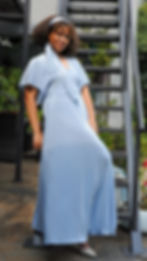 Baby Blue Pleated Maxi Dress side view