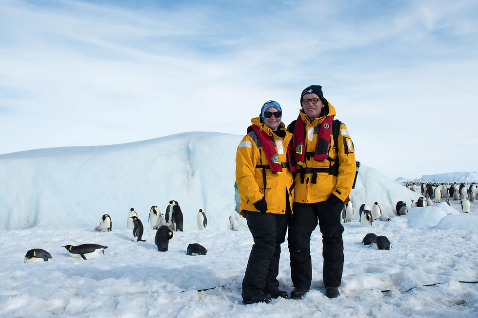 Susan and Chuck visiting penguins