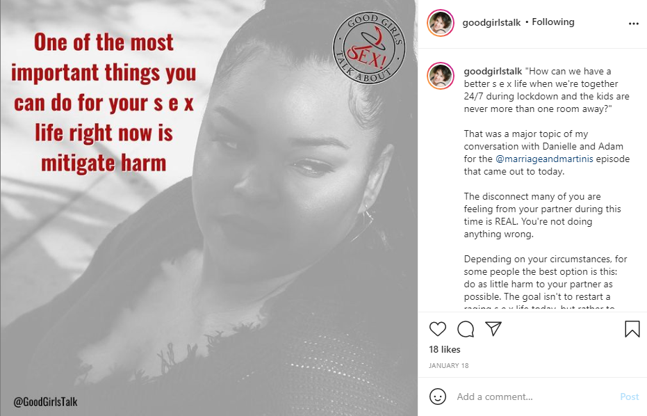 Talking about pandemic sex on Instagram