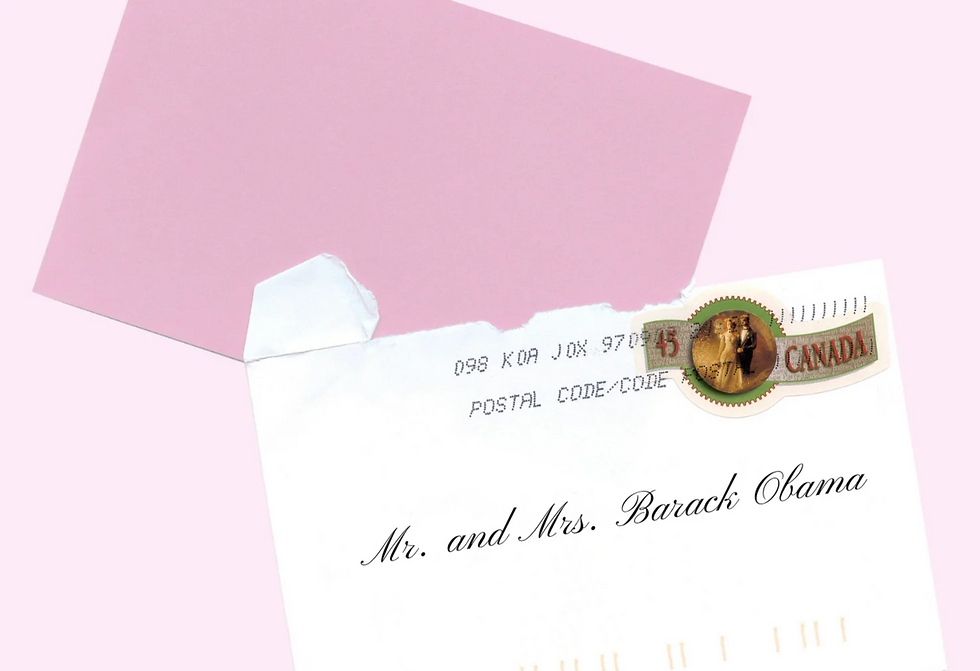 Envelope that says "Mr. and Mrs. Barack Obama"