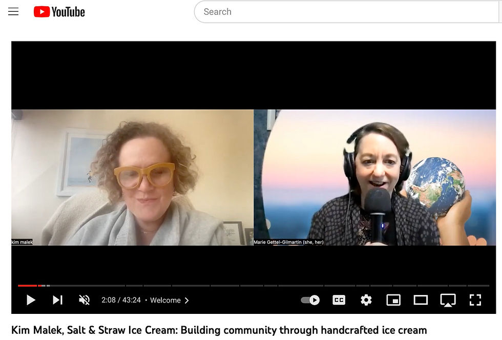 Marie Gettel-Gilmartin interviewing Kim Malek on Companies That Care podcast