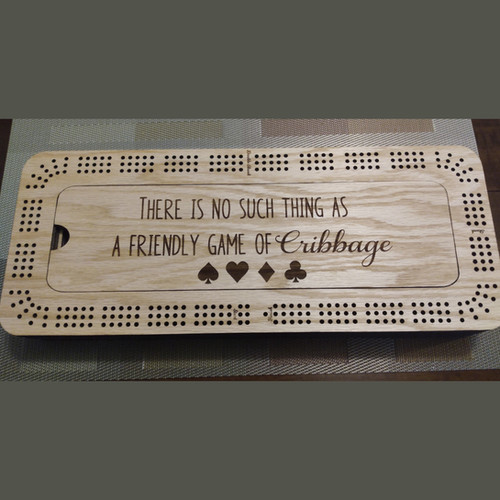 Laser Cut and Engraved Cribbage Board Heavenly Colors