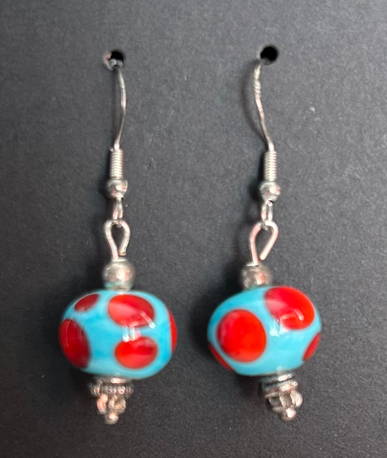 Ceramic bead earrings with 925 silver backs
