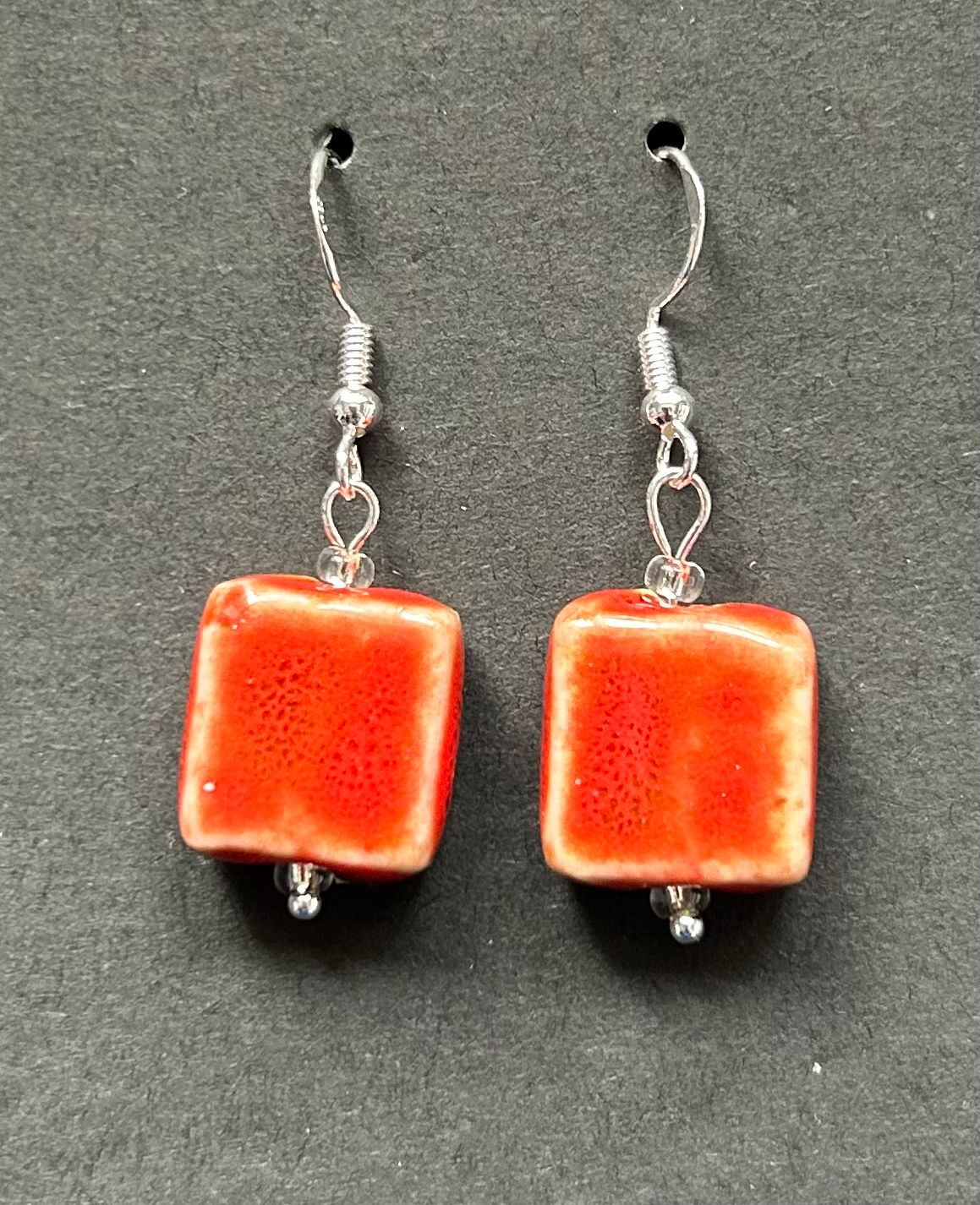 Red Ceramic Bead Earrings 