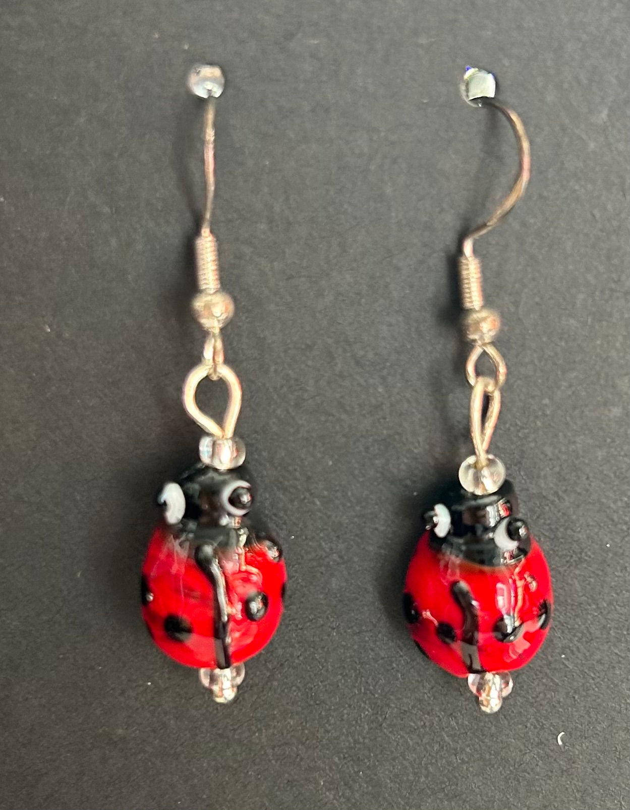 Ladybird earrings with 925 silver backs