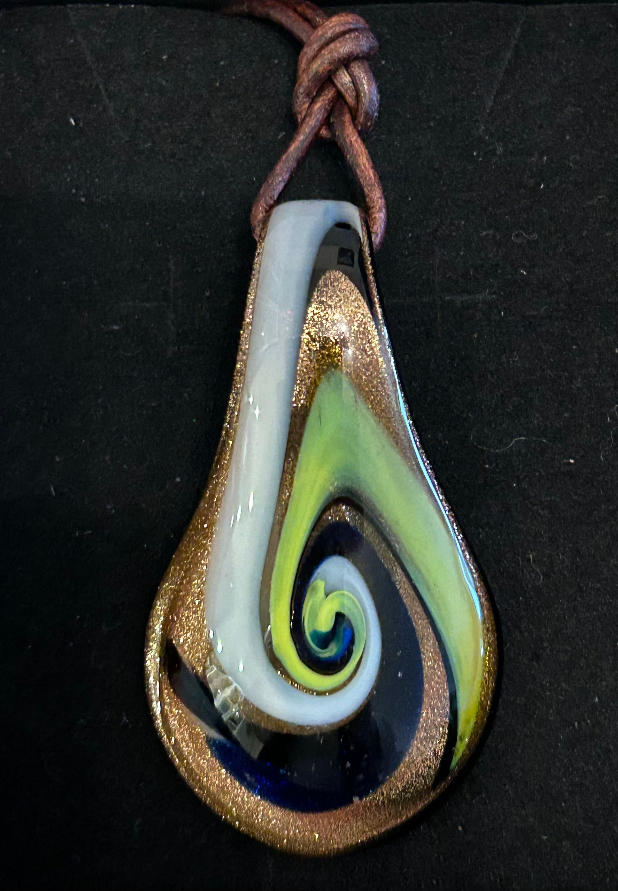 Glass Pendant with Leather Cord Necklace