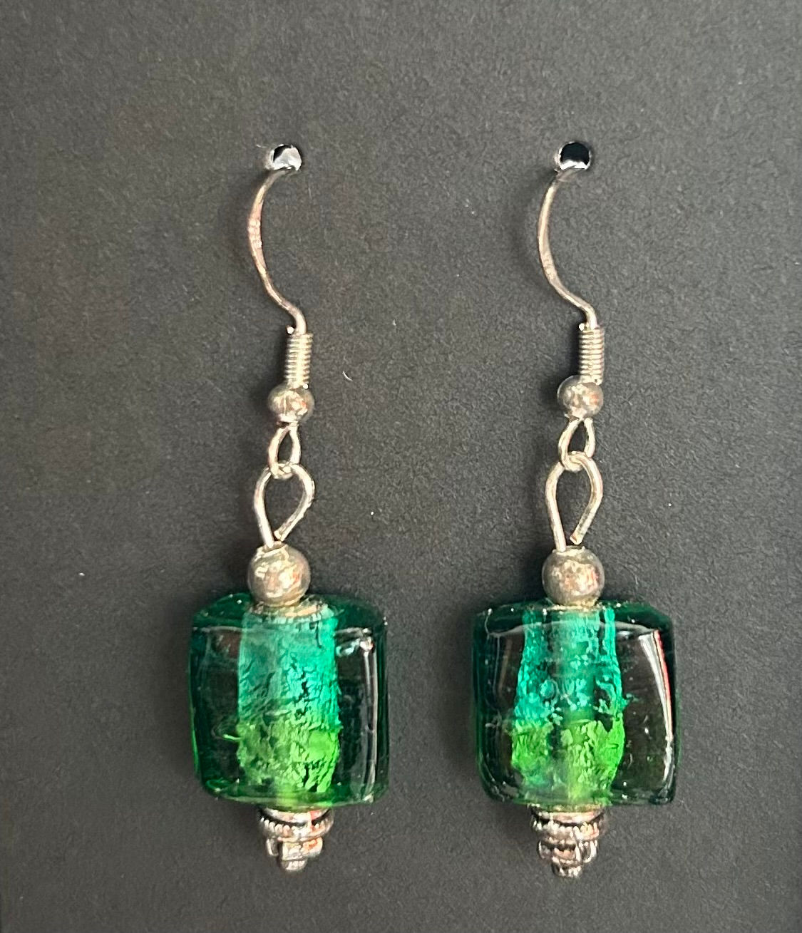 Glass bead earrings with 925 silver backs