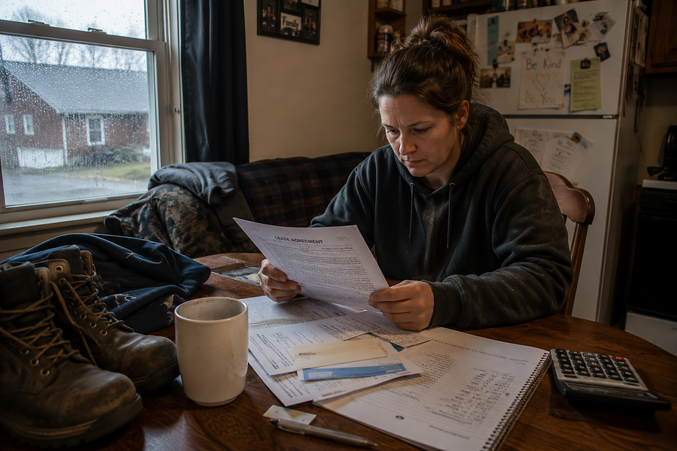 A Frostburg MD renter reviewing documents from landlord