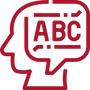Speech bubble with “ABC” letters indicating strong command of the English language.