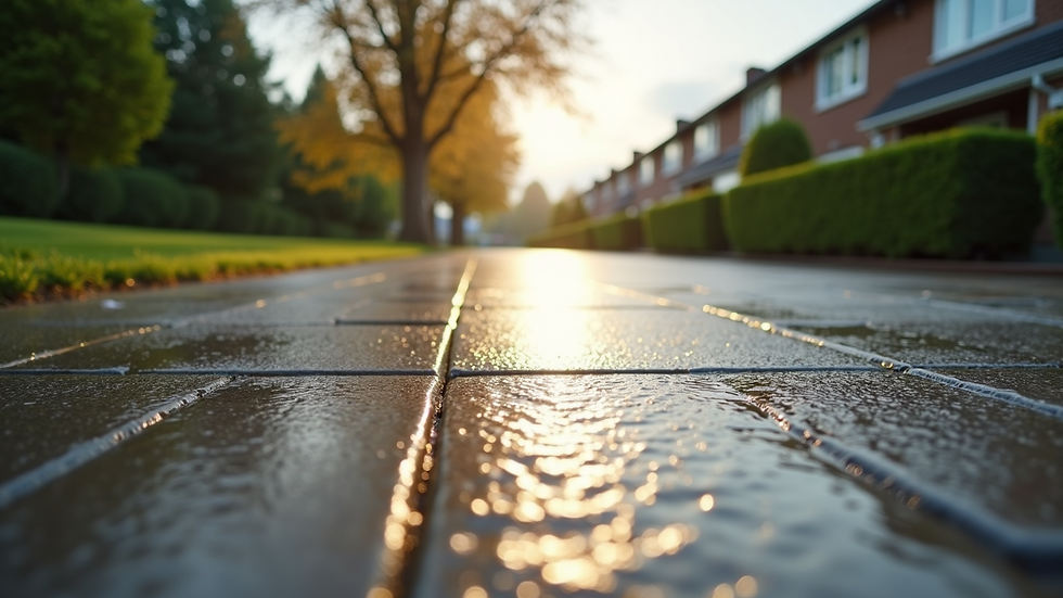 Eye-level view of a clean driveway after professional washing