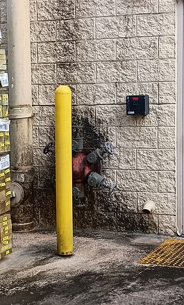 Dirty Moldy Walls and Fire System in need of pressure washing