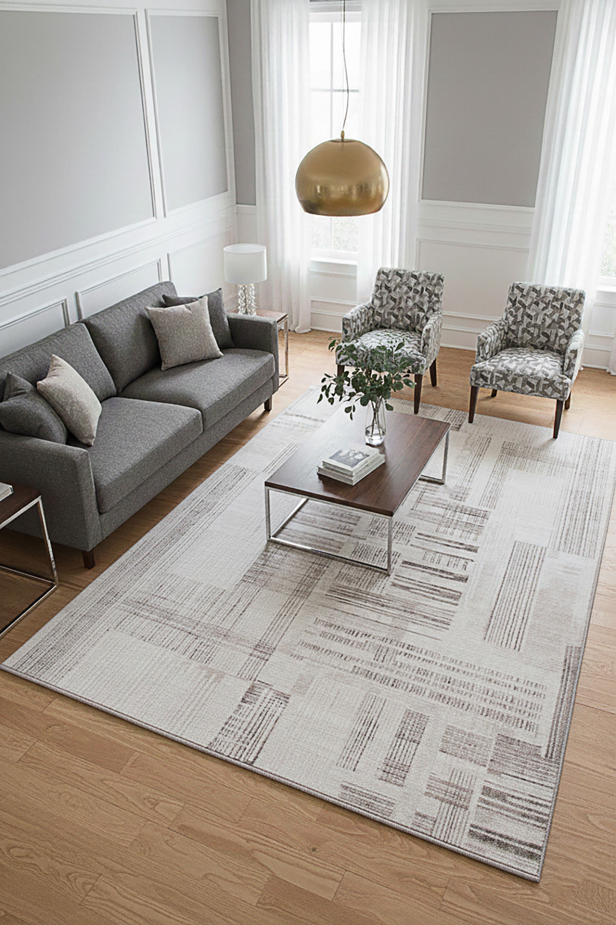 Home Dream PETRA Koleksiyonu Modern Geometrik Desenli Bej Krem Dekoratif Halı