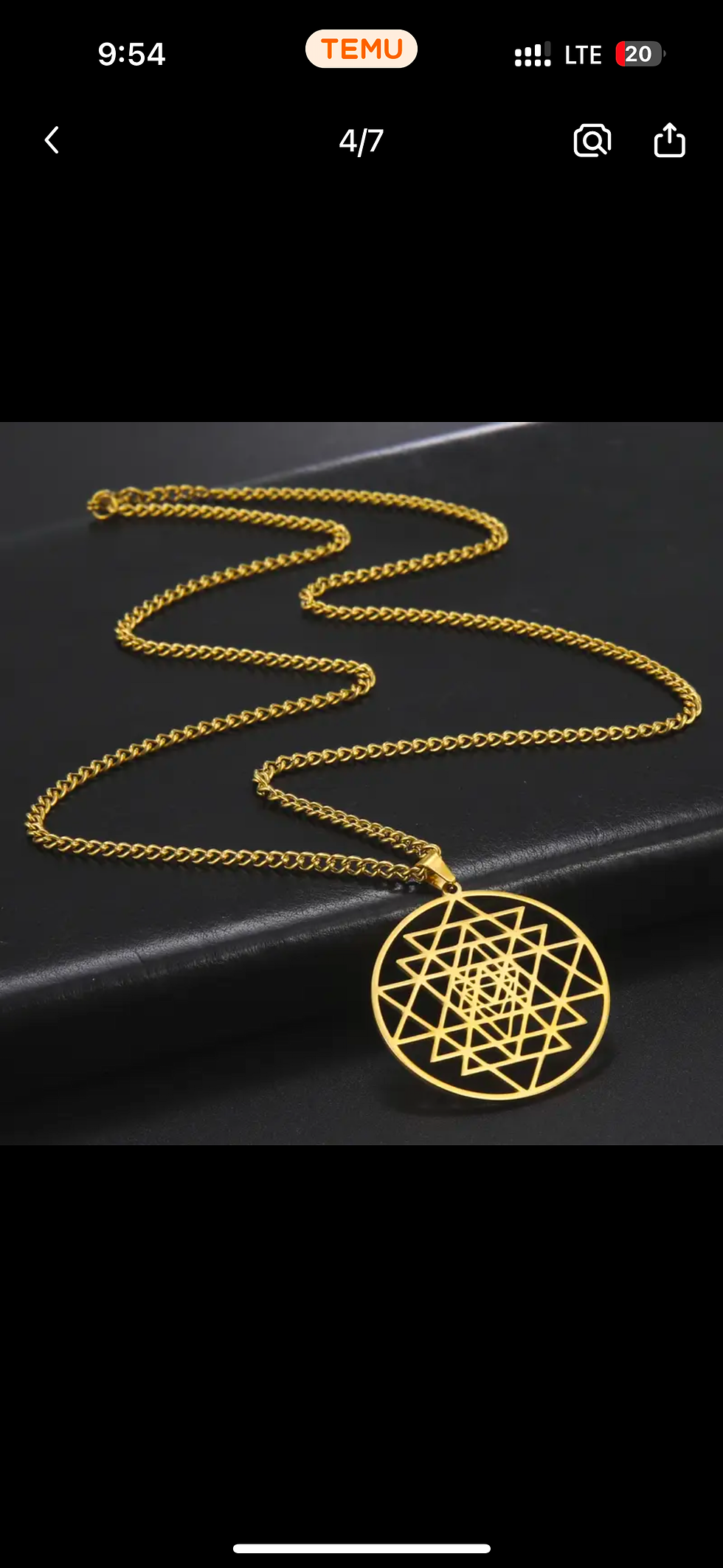 Miniatura: Collar Sri Yantra Dorado Acero