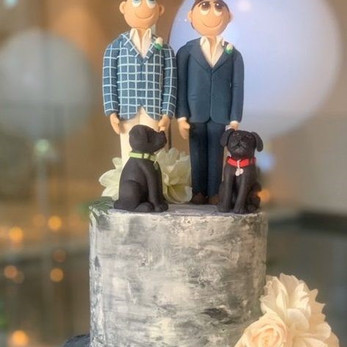 Dogs on cake