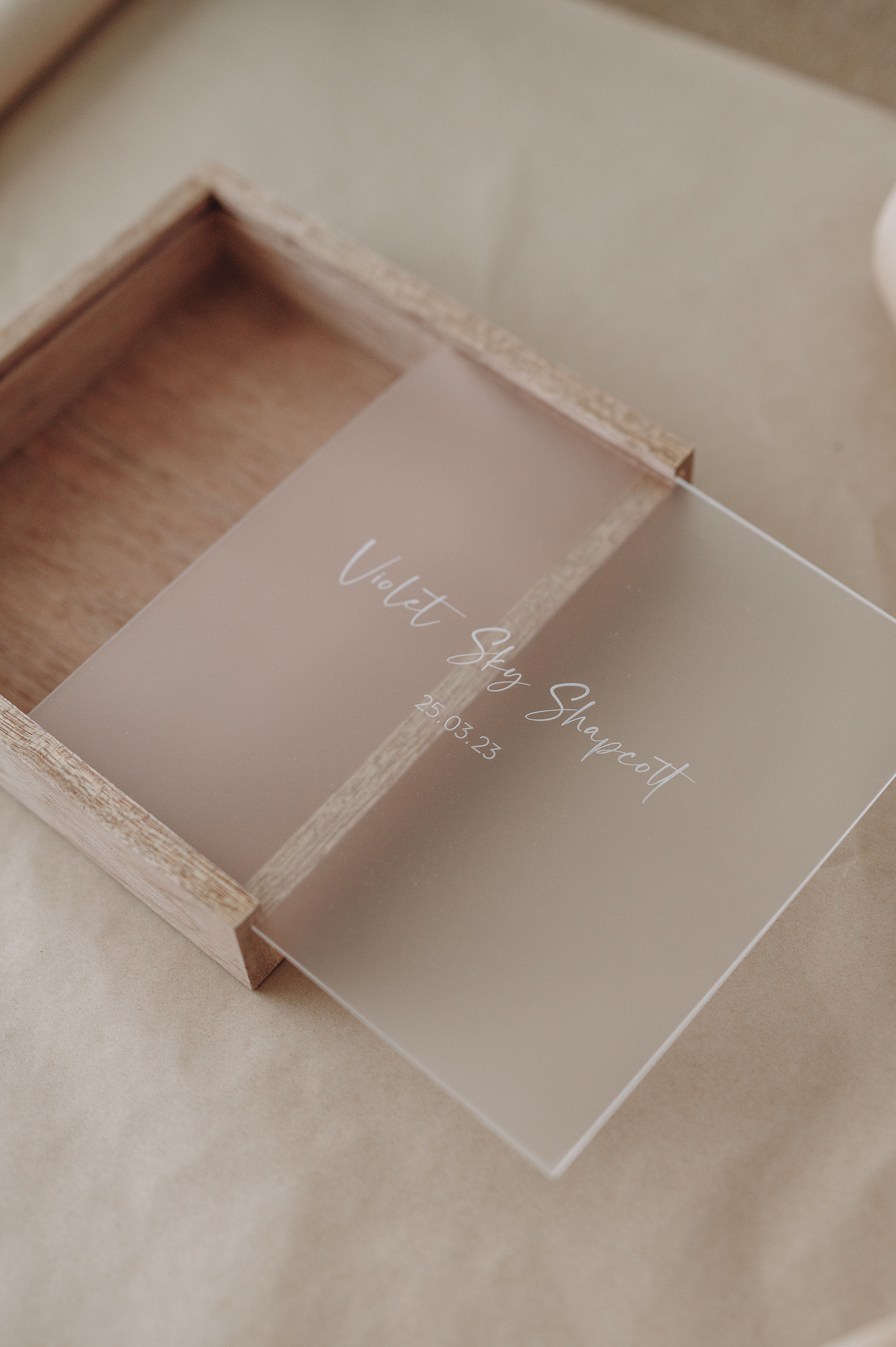 Timber Print + USB Box - Satin sliding lid.