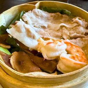 Steamed food on a table
