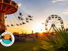 Carnival rides at Port Orange Family Days community event with logo