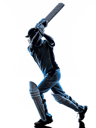 Cricket player batsman in silhouette sha