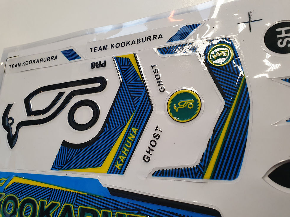 Thumbnail: *3D/EMBOSSED* KOOKABURRA KAHUNA GHOST BLUE CRICKET BAT STICKERS