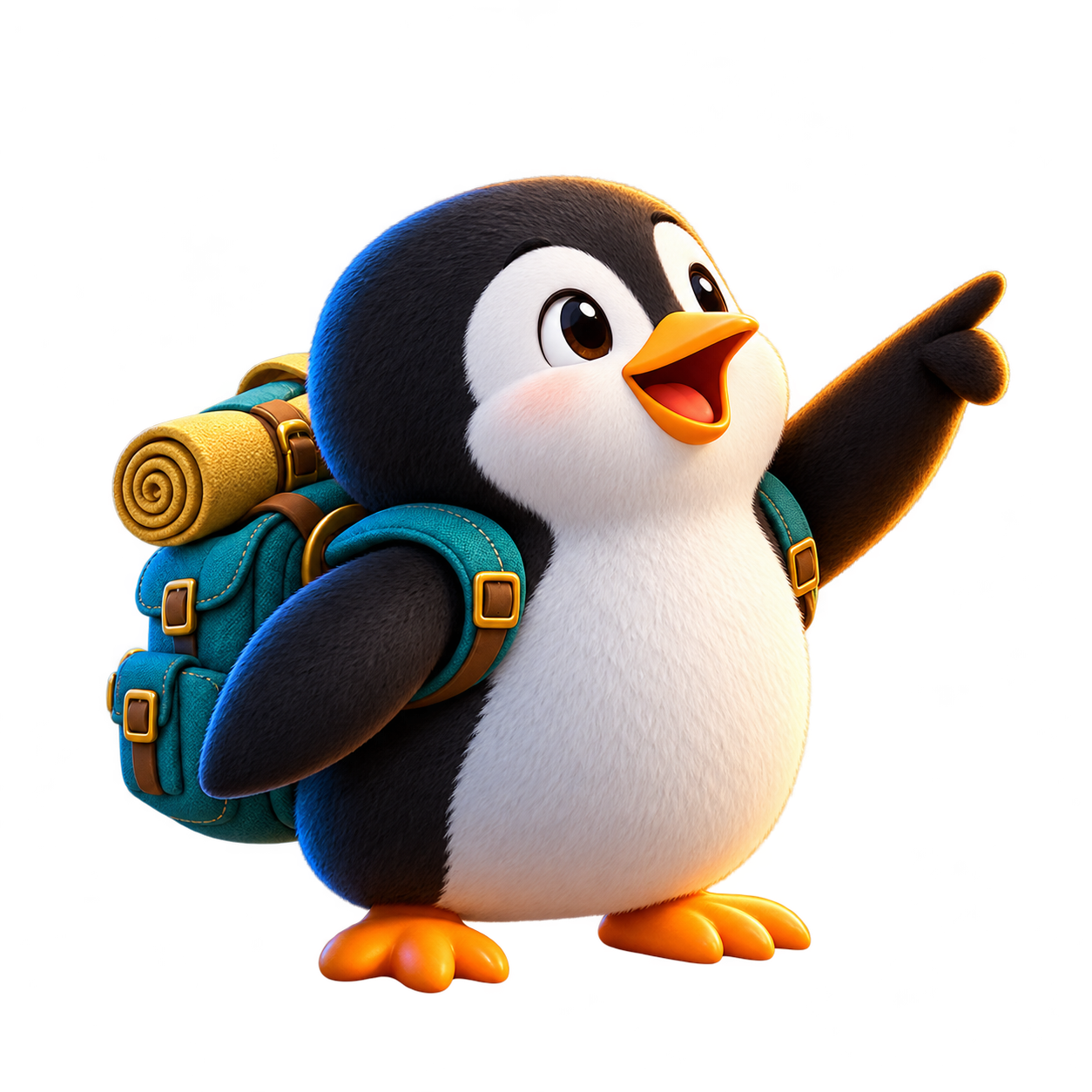 Penguin explorer pointing towards a new possibility